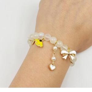 Charming Gold and Cream Beaded Bracelet